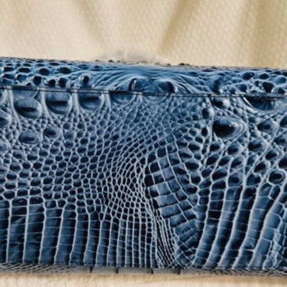 Brahmin Blue Serenade Caroline Satchel Melbourne Croc Leather NWT $385 - Picture 4 of 9